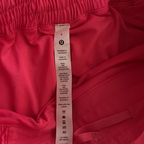 lululemon athletica hotty hot high rise 4”Bright Pink Athletic Shorts - Picture 3 of 3